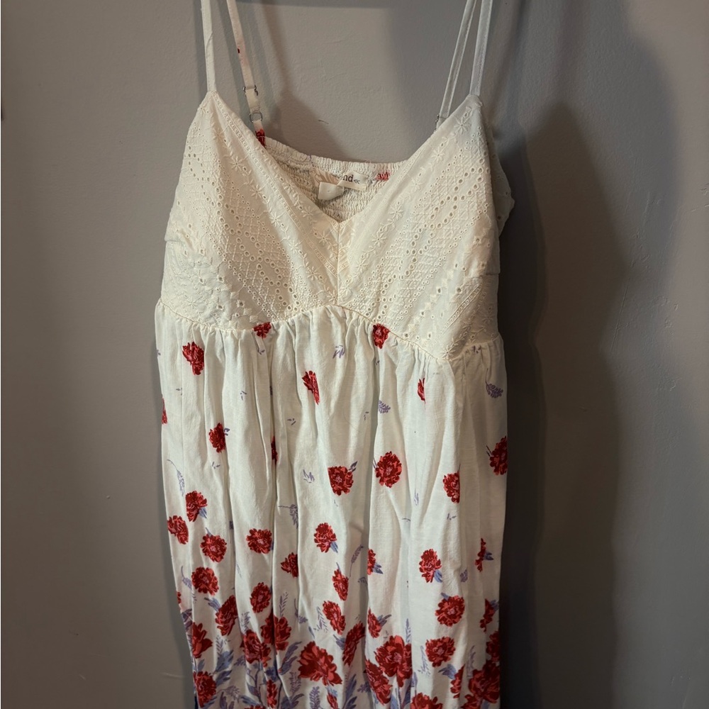 White and Red Floral Dress